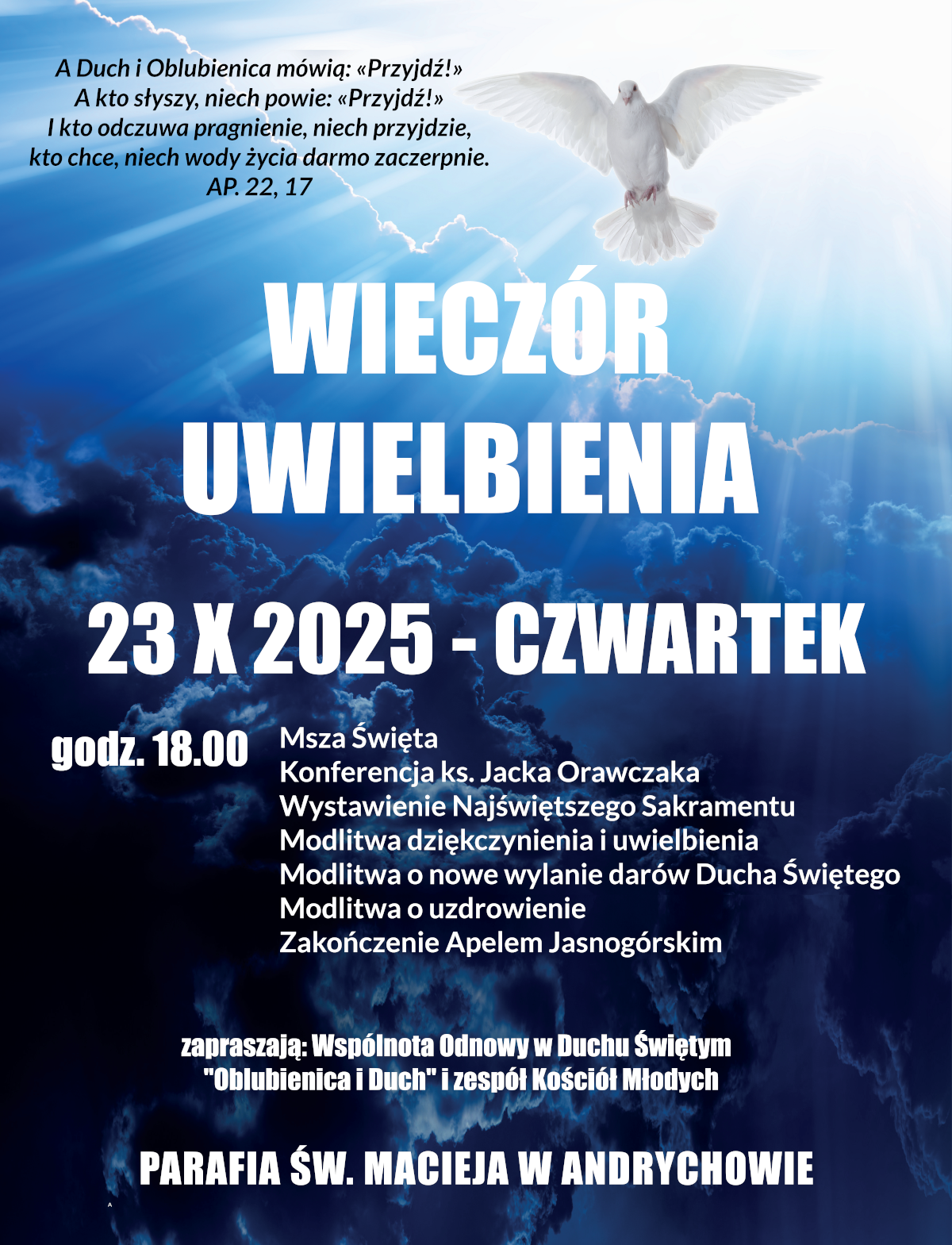 Zapraszamy na Wieczór Uwielbienia