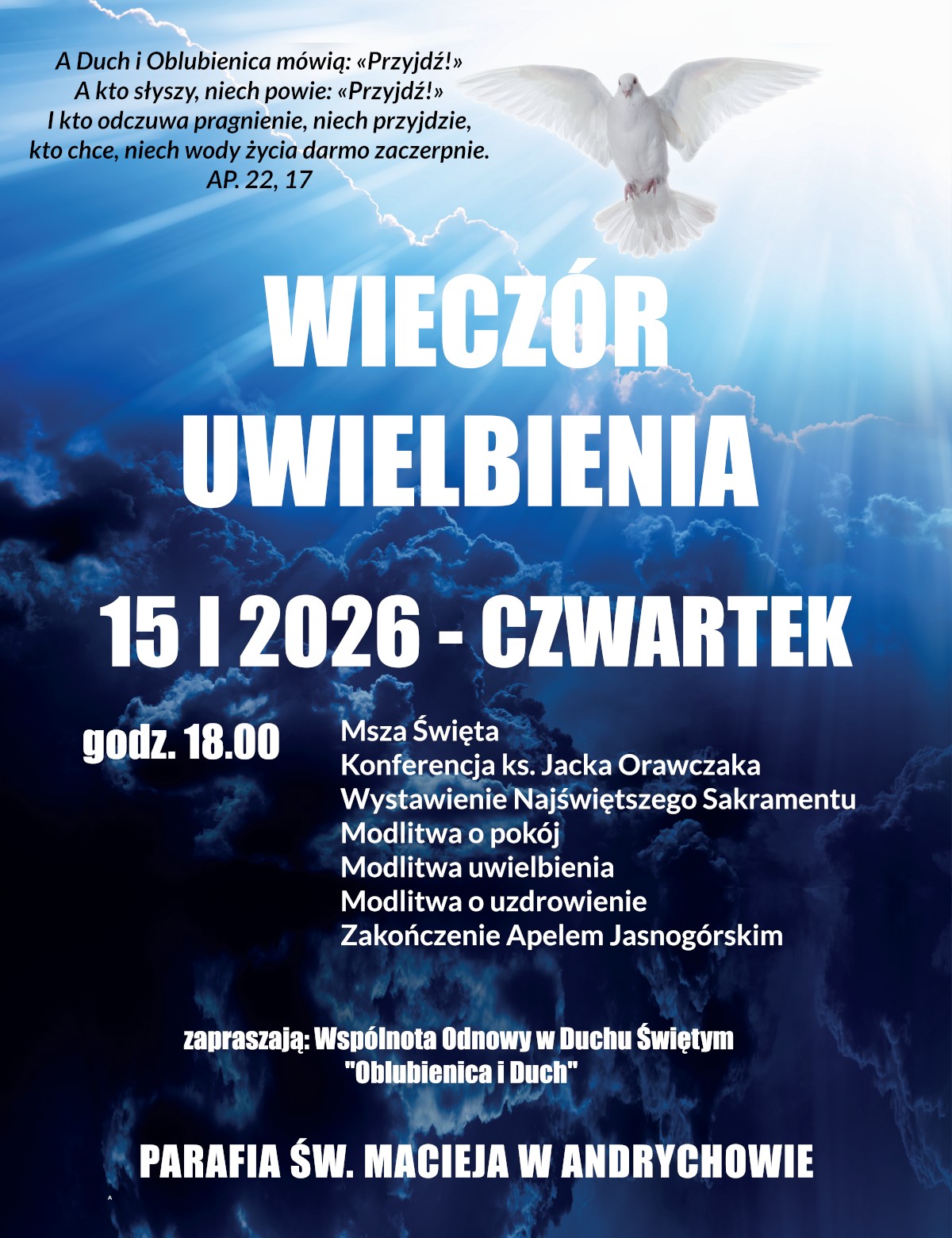 Zapraszamy na Wieczór Uwielbienia